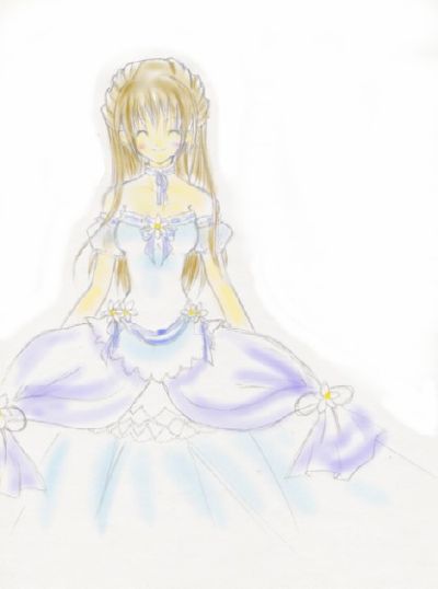 霧佑のあ様より「白いドレスを纏ったエステルが、楚々として武器屋に現れた。」